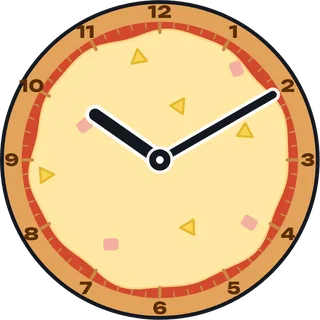 A pizza clock with pineapple and ham